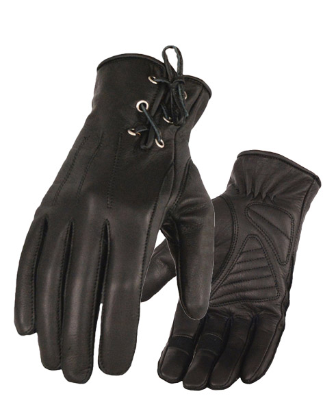 SH7770 - Ladies Riding Leather Glove Gel Pam Laced Wrist