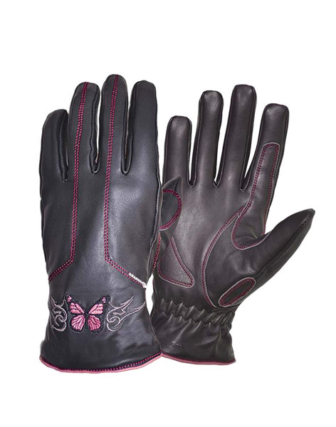 TN1815 - PINK BUTTERFLY WOMEN'S LEATHER GLOVES