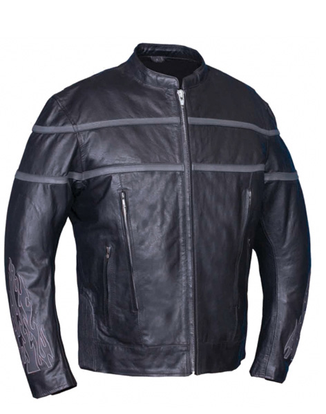 TN6049GREY - Men's Vented Leather Jacket