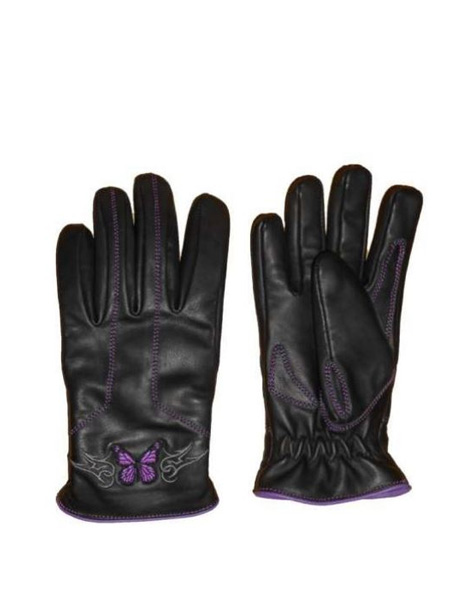 TN8362PUR - Women's Glove Butterfly Embroidery