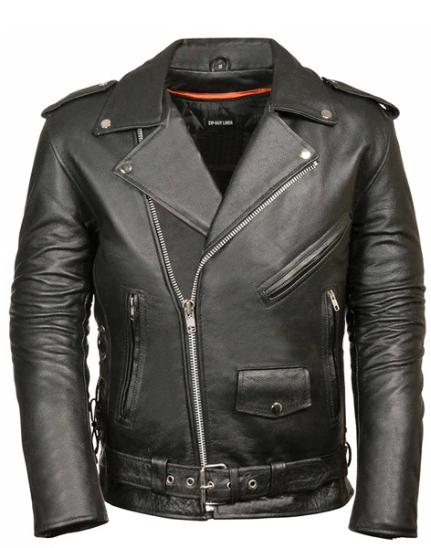 925 Men’s Classic Police Style Gun Pocket Motorcycle Jacket